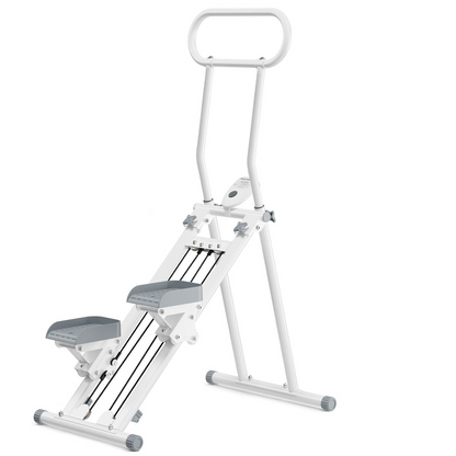 SPORTS Home fitness stepper, foldable aerobic stair climber, full-body workout - Black/White