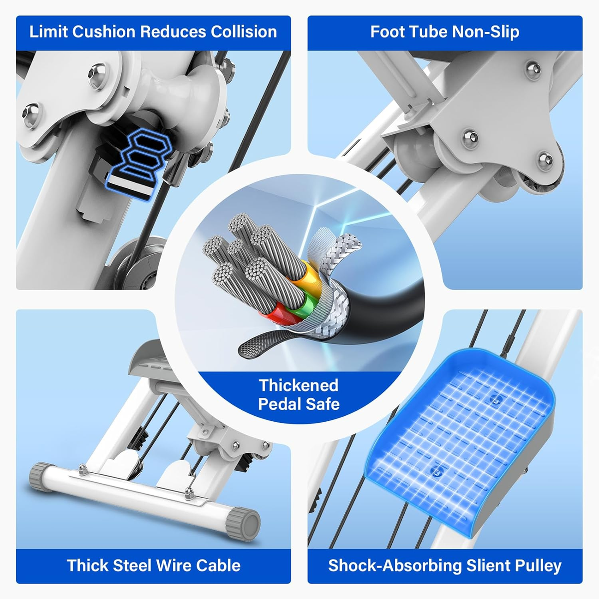 SPORTS Home fitness stepper, foldable aerobic stair climber, full-body workout - Black/White