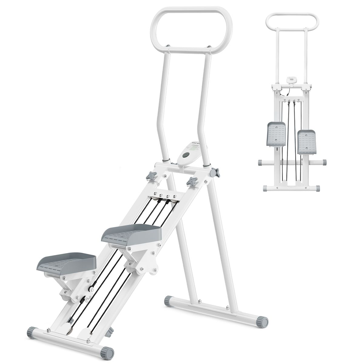 SPORTS Home fitness stepper, foldable aerobic stair climber, full-body workout - Black/White