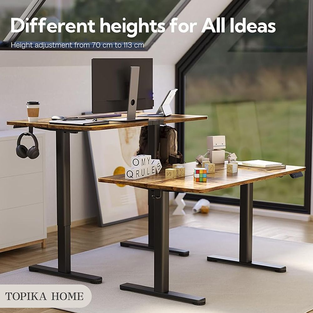 TOXIYA Smart Electric Height-Adjustable Standing Desk with Desktop - Multiple Colors (120X60CM Desktop) (70X120CM Height)