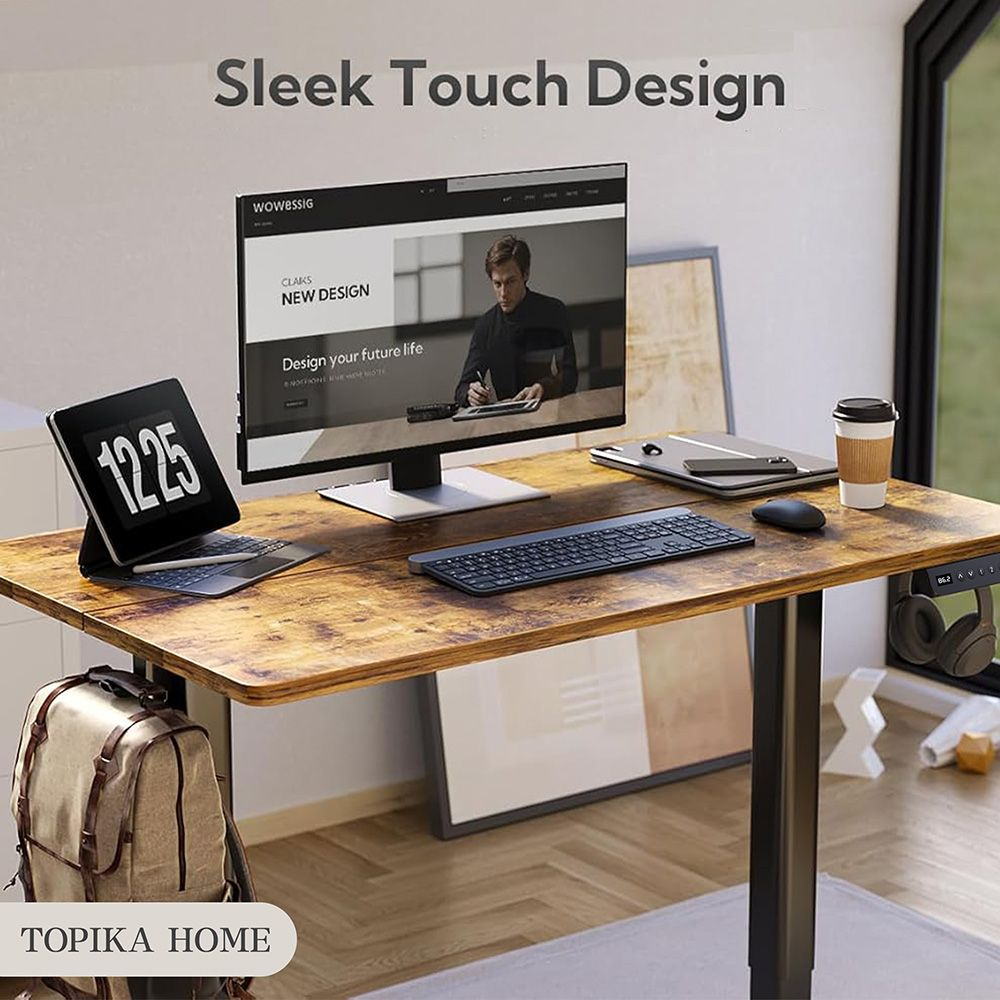 TOXIYA Smart Electric Height-Adjustable Standing Desk with Desktop - Multiple Colors (120X60CM Desktop) (70X120CM Height)