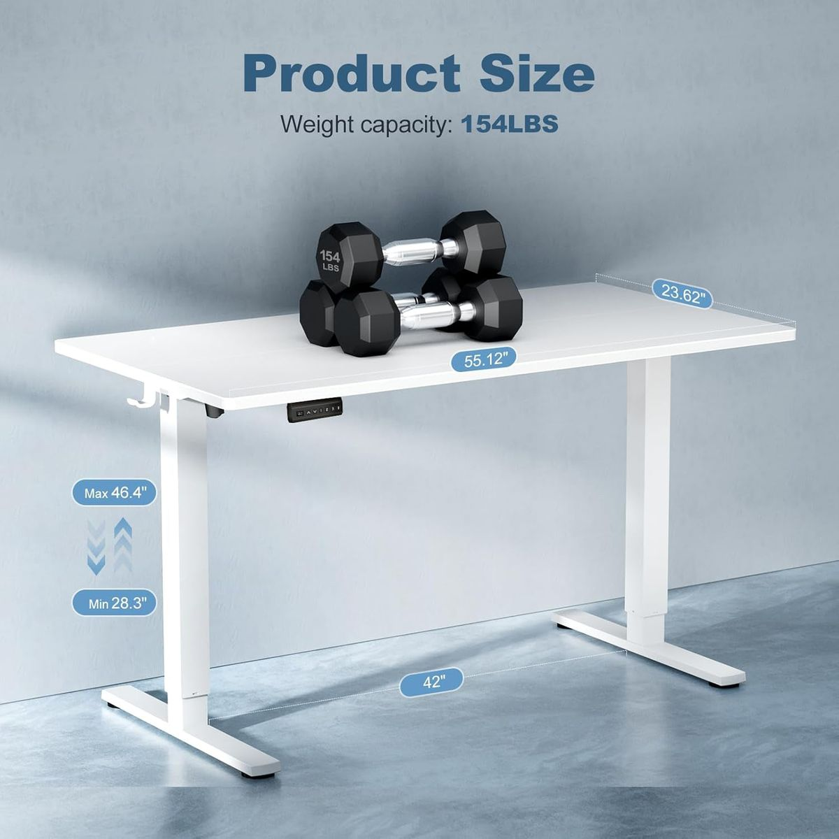 TOXIYA Smart Electric Height-Adjustable Standing Desk with Desktop - Multiple Colors (120X60CM Desktop) (70X120CM Height)