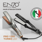 ENZO EN-1298, professional dual-voltage hair straightener, wide and flat design, adjustable temperature.