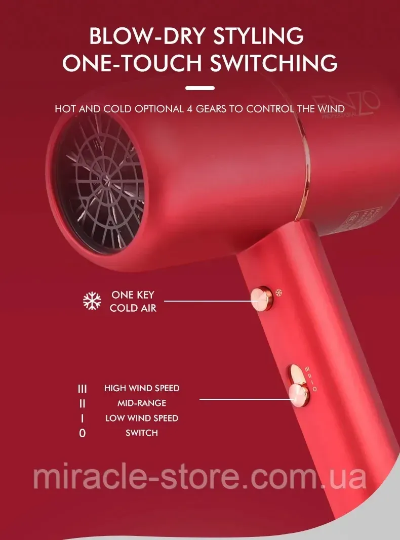 ENZO EN-6080, Professional Hair Dryer with Quick Drying Function