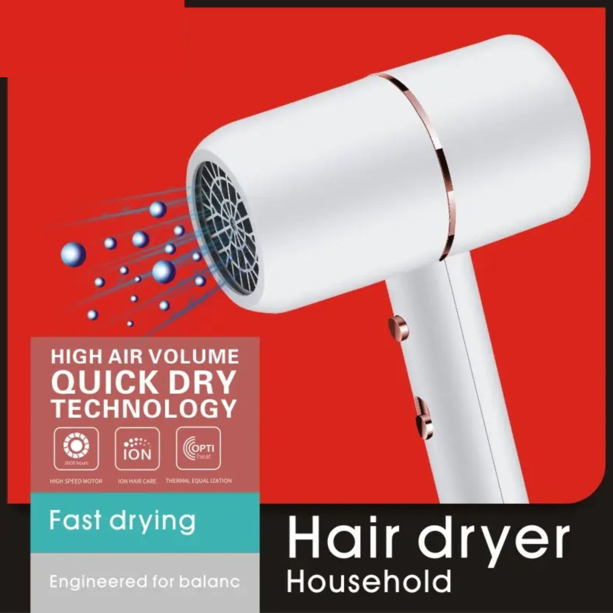 ENZO EN-6080, Professional Hair Dryer with Quick Drying Function