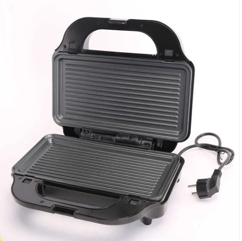 ENZO ITA-50035 2-in-1 Breakfast Sandwich Panini Waffle Electric Grill, Non-stick Coated Bread Maker, Household Smokeless Stainless Steel Grill.