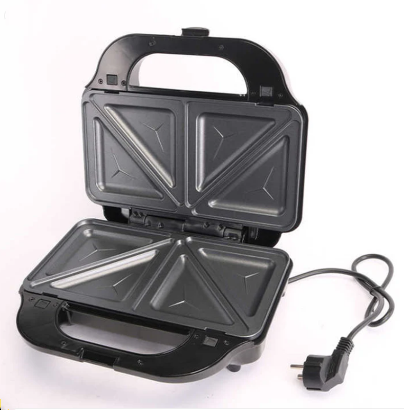 ENZO ITA-50035 2-in-1 Breakfast Sandwich Panini Waffle Electric Grill, Non-stick Coated Bread Maker, Household Smokeless Stainless Steel Grill.