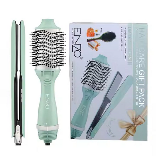 ENZO EN-511 Professional 3-in-1 Hair Styling Tool: Straightener, Oval Ionic Hot Air Comb, and Massage Comb.