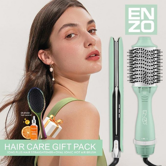 ENZO EN-511 Professional 3-in-1 Hair Styling Tool: Straightener, Oval Ionic Hot Air Comb, and Massage Comb.