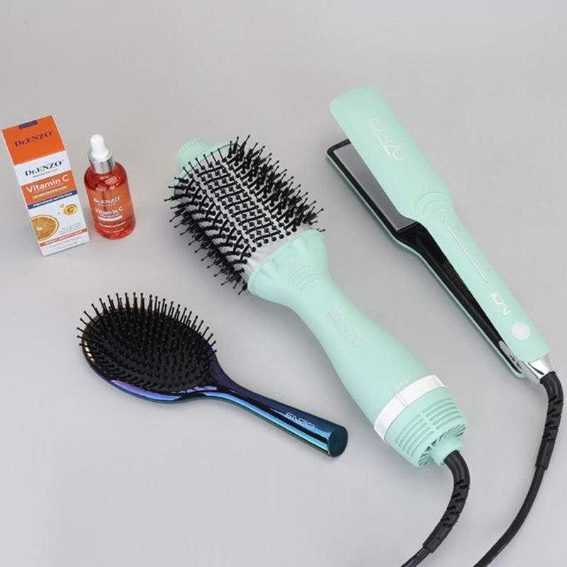 ENZO EN-511 Professional 3-in-1 Hair Styling Tool: Straightener, Oval Ionic Hot Air Comb, and Massage Comb.