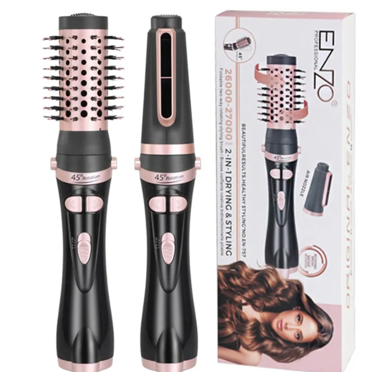 ENZO EN-757 Professional 2-in-1 Hair Comb, 45-degree rotating brush, volumizing hair dryer, one-step electric hair styler, hot air comb