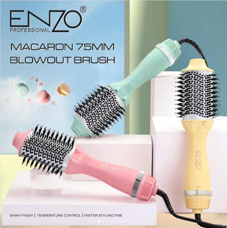 ENZO EN-6210 Electric Hot and Cold Air Styling Comb, One-Step Hair Dryer, Volumizing Tool, 3-in-1 Negative Ion Straightening Comb, Multiple Colors