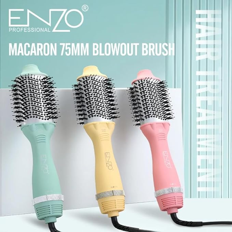 ENZO EN-6210 Electric Hot and Cold Air Styling Comb, One-Step Hair Dryer, Volumizing Tool, 3-in-1 Negative Ion Straightening Comb, Multiple Colors