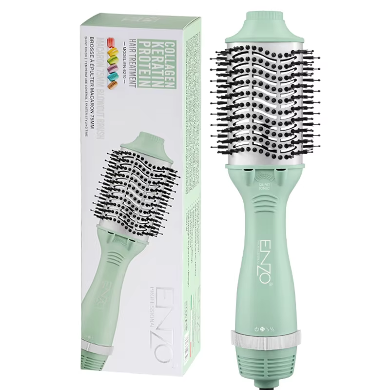 ENZO EN-6210 Electric Hot and Cold Air Styling Comb, One-Step Hair Dryer, Volumizing Tool, 3-in-1 Negative Ion Straightening Comb, Multiple Colors