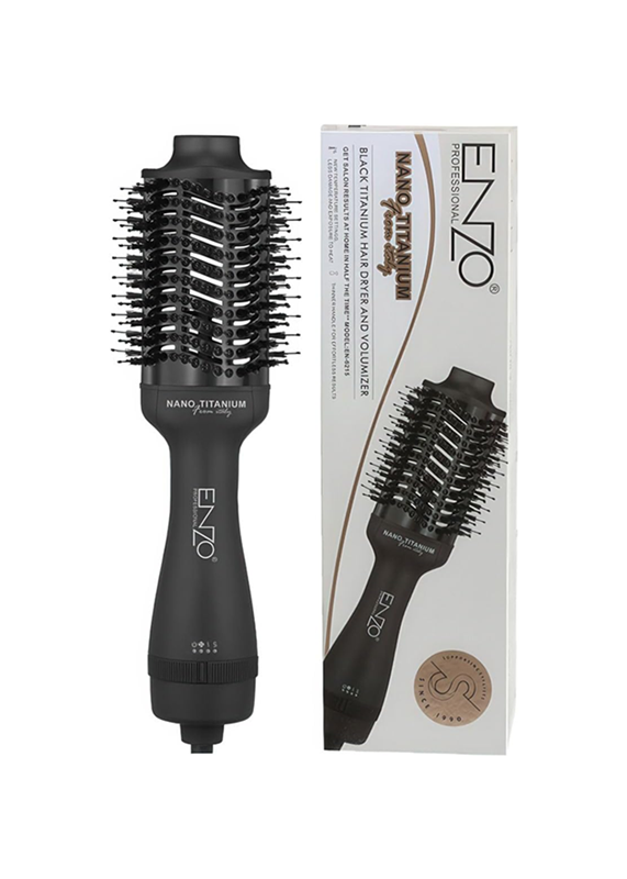 Enzo-6215 Black Titanium Volumizing Styling Comb, 2-in-1 Hair Dryer Styling Tool | Suitable for all hair types