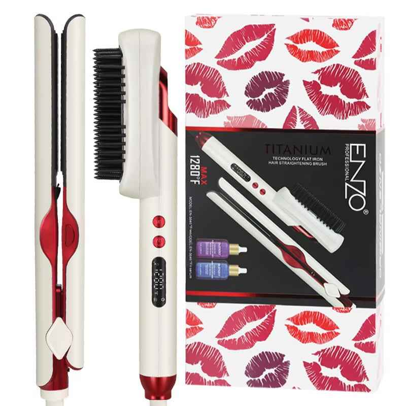 ENZO EN-3846 Titanium Straightener – High-Temperature Hair Straightening Brush