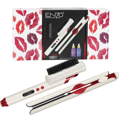 ENZO EN-3846 Titanium Straightener – High-Temperature Hair Straightening Brush