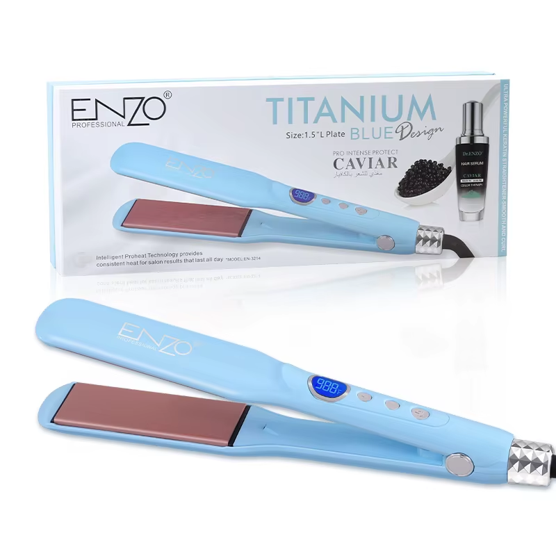 Enzo EN-3215 Titanium Tourmaline Hair Straightener & Caviar Color Protecting Essence