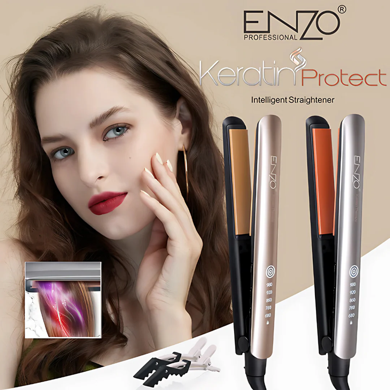 ENZO EN-3860 2-in-1 Professional Hair Straightener and Curler with Temperature Control, Rapid Heating, Straightener, Curling Iron, and Wave Tool