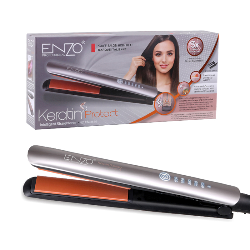 ENZO EN-3860 2-in-1 Professional Hair Straightener and Curler with Temperature Control, Rapid Heating, Straightener, Curling Iron, and Wave Tool