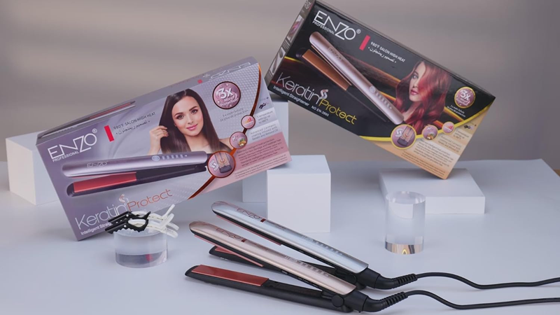 ENZO EN-3860 2-in-1 Professional Hair Straightener and Curler with Temperature Control, Rapid Heating, Straightener, Curling Iron, and Wave Tool