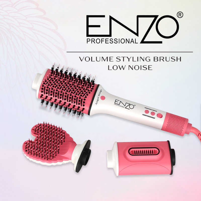 ENZO EN-4117 Professional 3-in-1 Electric Hair Dryer Comb, Heart-Shaped Hot Air Styling Comb Set