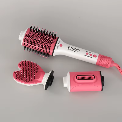 ENZO EN-4117 Professional 3-in-1 Electric Hair Dryer Comb, Heart-Shaped Hot Air Styling Comb Set