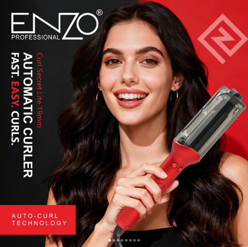 ENZOEN-9110, Magic Curling Iron, Nano Ceramic Rod, with Digital Display