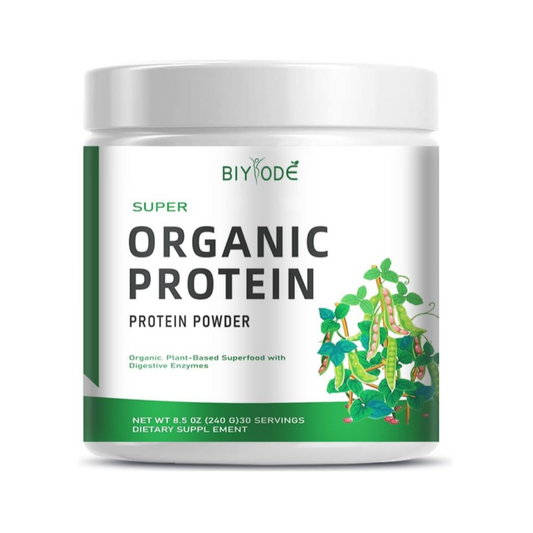 BIYODE Organic Pea Protein Powder, Super Organic Protein, Five Unique Plant Proteins + BCAAs and Glutamine, with Digestive Enzymes, 240g