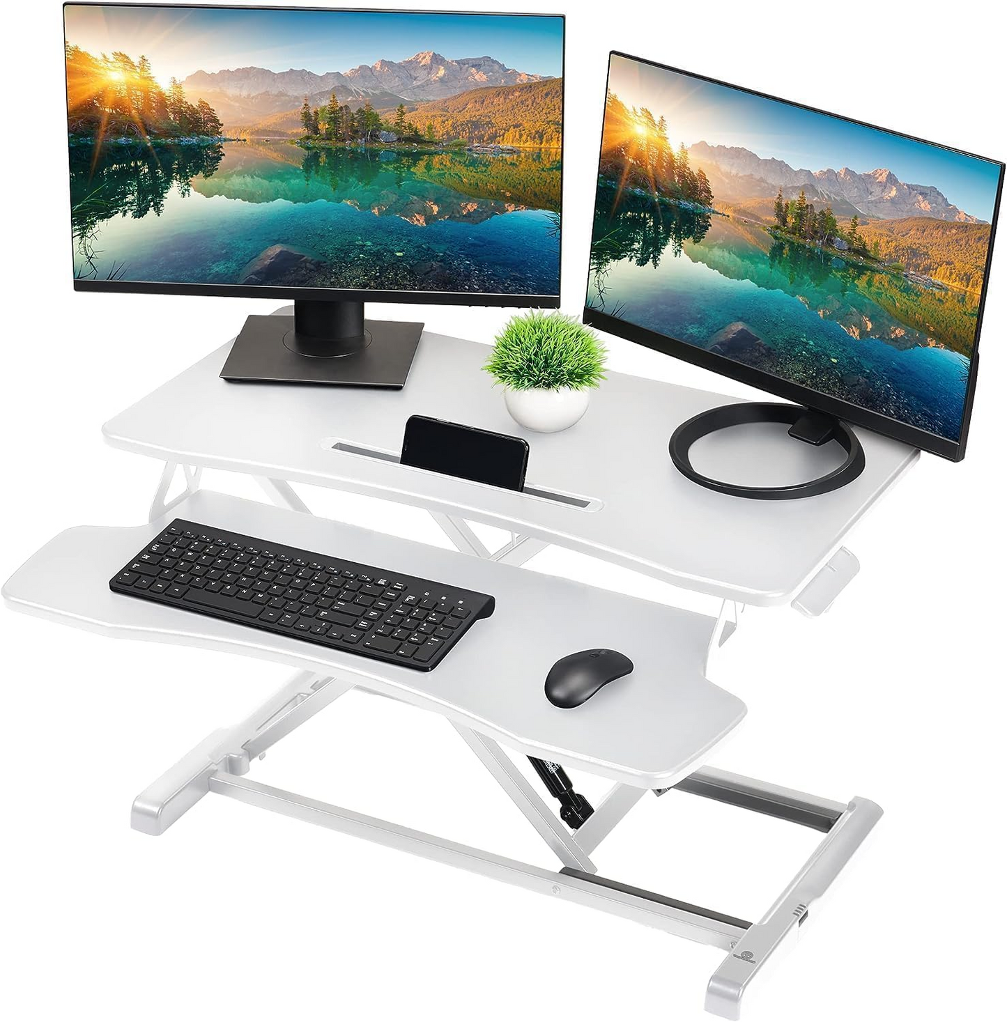 TOXIYA Height Adjustable Standing Desk Converter Stand Up Desk Riser Sit to Stand Workstation
