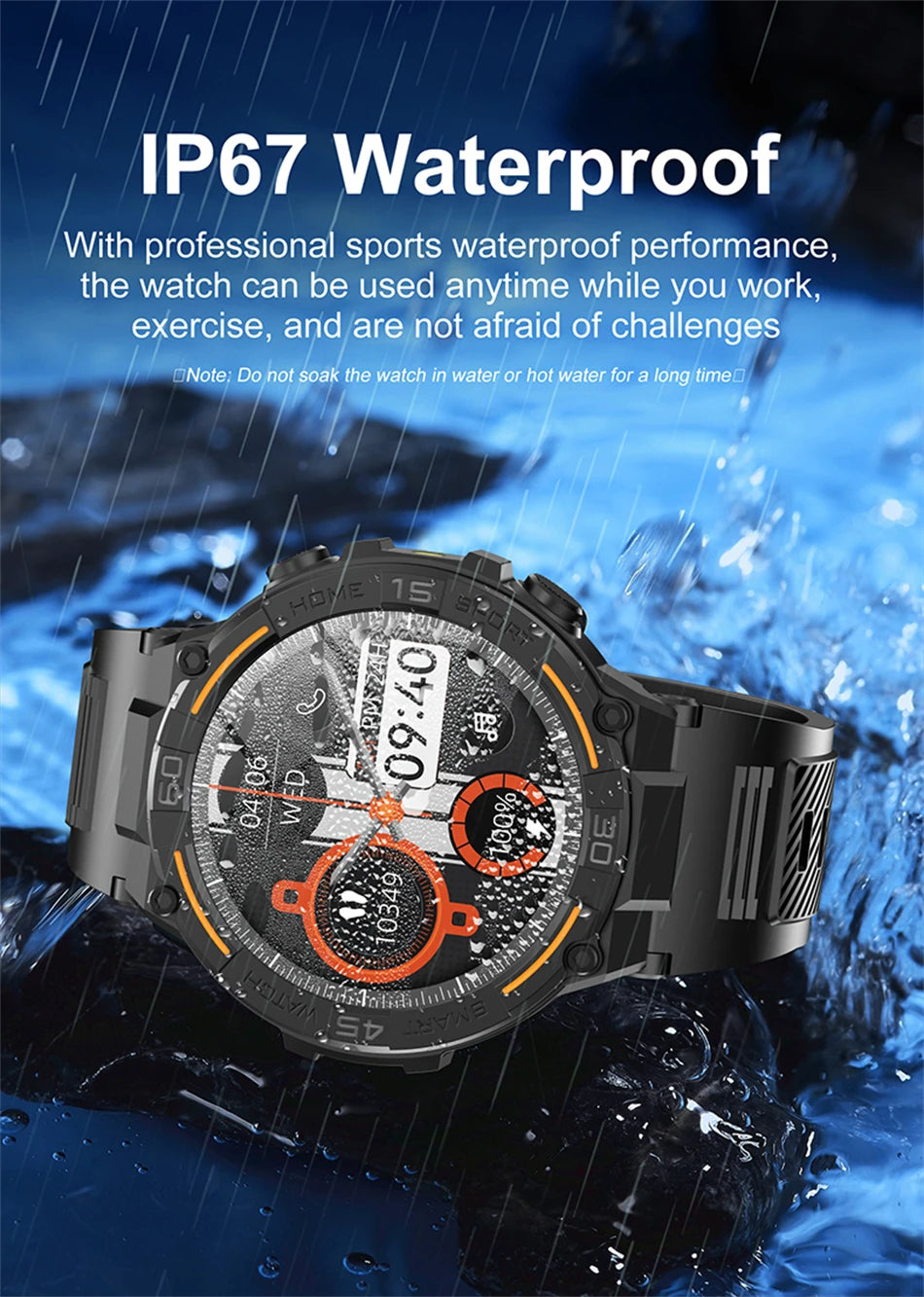TOXIYA Outdoor Military Rugged Smartwatch Men GPS Sports Fitness Waterproof Watch Bluetooth Call with LED Lights