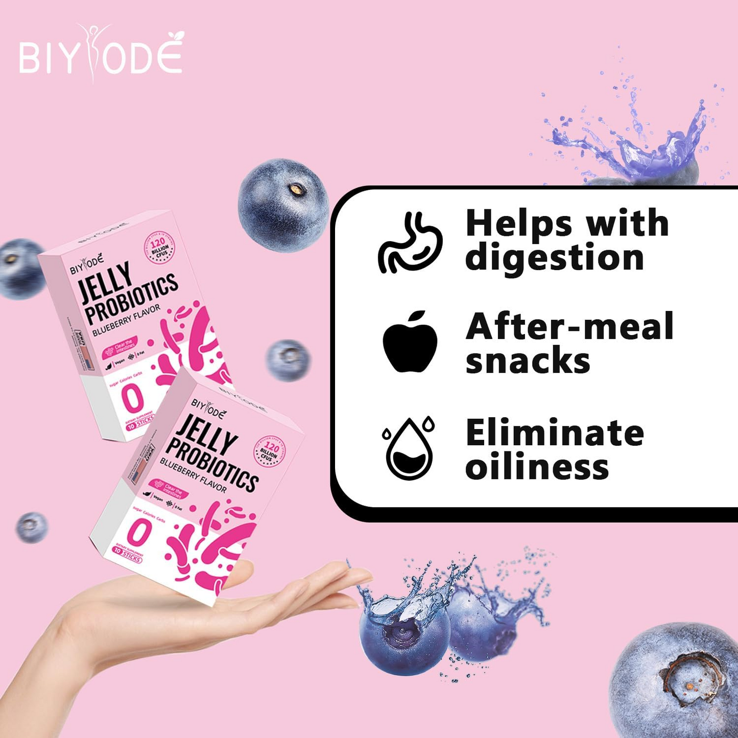 BIYODE jelly probiotics, promotes digestion, absorption and metabolism of intestinal nutrients, enhances immune function and digestive system, 10 packs