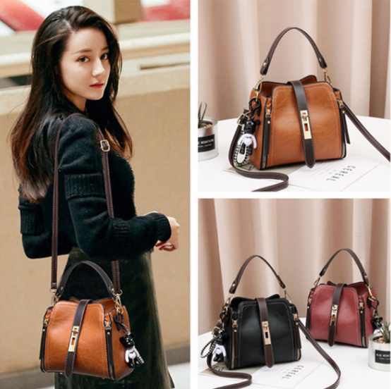Ladies Fashion Classic Messenger PU Leather Shoulder Handbag - Various colors available